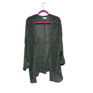 Umgee USA Open Knit Cardigan Sweater‎ Cover Up Olive Green Casual M/L FLAW